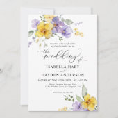 イエローパープルラベンダーボホ素朴フローラ結婚ズ 招待状 (正面)