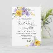 イエローパープルラベンダーボホ素朴フローラ結婚ズ 招待状 (スタンド正面)