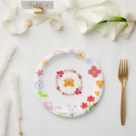 イエローパープル子供の誕生日パーティープレート ペーパープレート