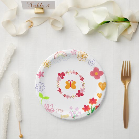 イエローパープル子供の誕生日パーティープレート ペーパープレート (ウェディング)