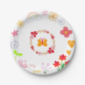 イエローパープル子供の誕生日パーティープレート ペーパープレート (正面)