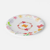 イエローパープル子供の誕生日パーティープレート ペーパープレート (アングル)