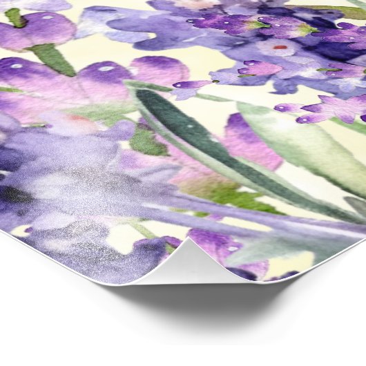 イエローパープル水彩花のウェディングシャワー フォトプリント (角)