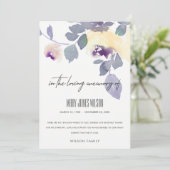 イエローパープル薄紫バラフローラ悔やみや弔慰メモリアル サンキューカード (スタンド正面)