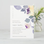 イエローパープル薄紫フローラブライダルシャワー招待状 サンキューカード (スタンド正面)