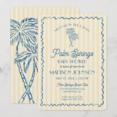 イエローパーム春パステルビーチカバナベビーシャワー 招待状 (正面/裏面)