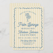 イエローパーム春パステルビーチバースデーパーティー 招待状 (正面/裏面)
