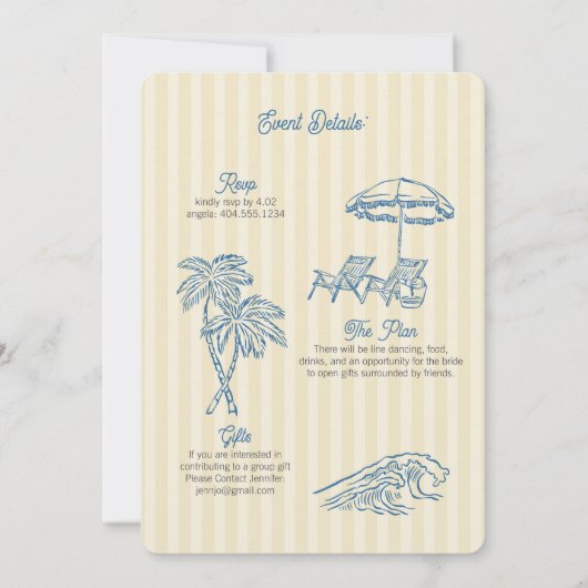 イエローパーム春パステルビーチバースデーパーティー 招待状 (裏面)