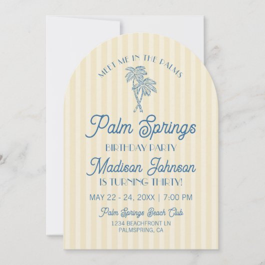 イエローパーム春パステルビーチバースデーパーティー 招待状 (正面)