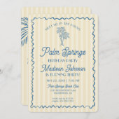 イエローパーム春パステルビーチバースデーパーティー 招待状 (正面/裏面)