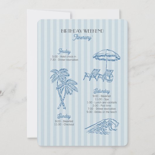 イエローパーム春パステルビーチ誕生日ウィークエンド 招待状 (裏面)