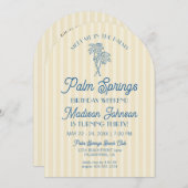 イエローパーム春パステルビーチ誕生日ウィークエンド 招待状 (正面/裏面)