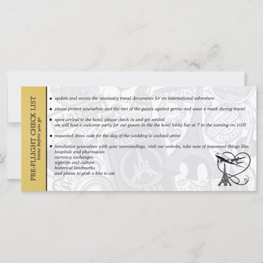 イエローパ結婚リズボーディングパス招待状 (裏面)