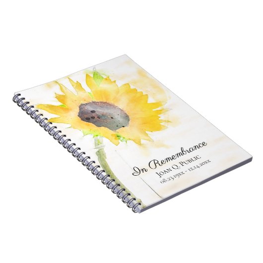 イエローヒマワリお祝い生涯葬式 ノートブック (右側)