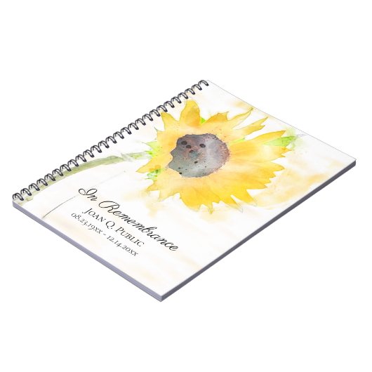 イエローヒマワリお祝い生涯葬式 ノートブック (左側)