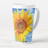 イエローヒマワリとビーズオンブルースカイラテマグ カフェラテマグ (右アングル)