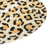 イエローヒョウ、手描き。 カッティングボード (角)
