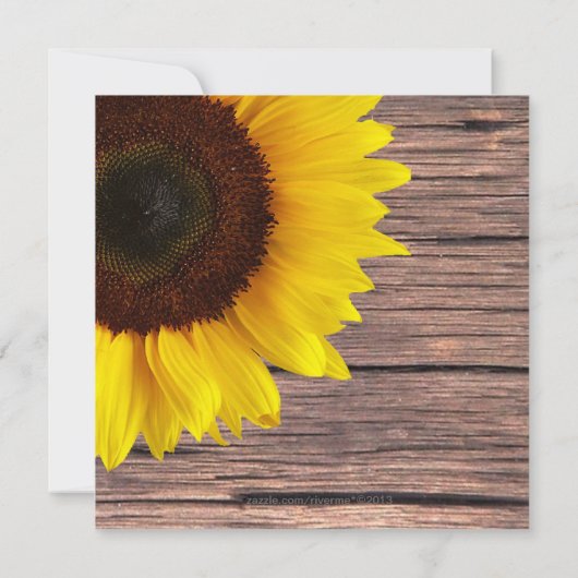 イエローヒ素朴マワリーカントリーウエディング招待状 招待状 (裏面)