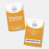 イエロービジター企業のパスIDバーコードバッジ バッジ (表裏)