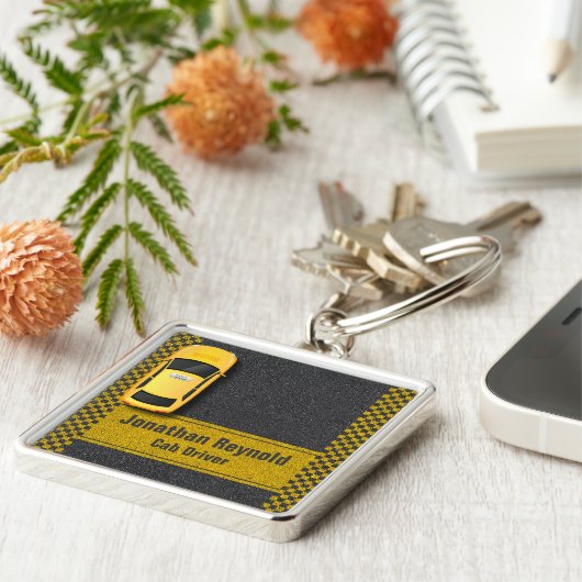 イエロービジネスキャブ運転手タクシー キーホルダー (側面)