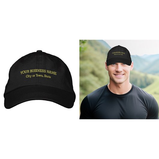 イエロービジネス文字刺繍キャップ 刺繍入りキャップ