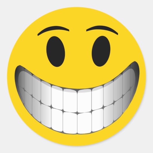 イエロービッグスマイル顔 ラウンドシール (正面)