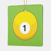 イエロービリヤードのボールナンバー1 セラミックオーナメント (左)