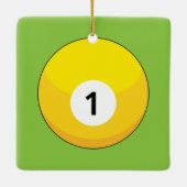 イエロービリヤードのボールナンバー1 セラミックオーナメント (裏面)