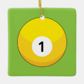 イエロービリヤードのボールナンバー1 セラミックオーナメント (正面)