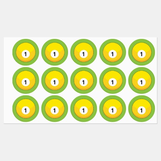 イエロービリヤードのボールナンバー1 ラベル (シート)
