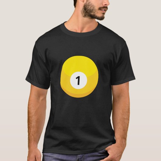 イエロービリヤードのボールナンバー1 Tシャツ (正面)