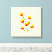 イエロービリーボタン先住民オーストラリア花 キャンバスプリント (インサイチュ (ウッドフロア))