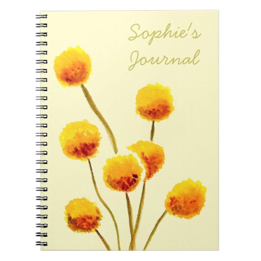 イエロービリーボタン先住民オーストラリア花 ノートブック (正面)