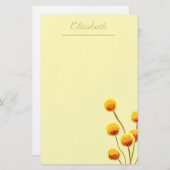 イエロービリーボタン先住民オーストラリア花 便箋 (正面/裏面)