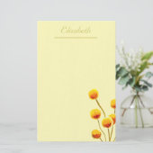 イエロービリーボタン先住民オーストラリア花 便箋 (スタンド正面)