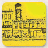 イエロービルの住宅と住宅と水塔 コースター (正面)