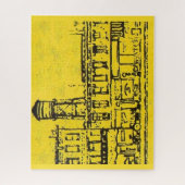 イエロービルの住宅と住宅と水塔 ジグソーパズル (縦)