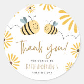 イエロービーとヒマワリFirst Bee-day Thank You ラウンドシール (正面)