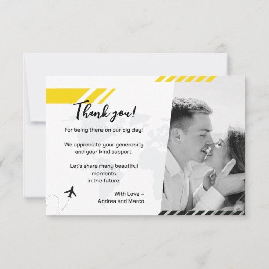 イエロービーチ結婚式搭乗券サンキューカード サンキューカード (裏面)
