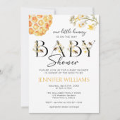 イエロービーリトルハンニーベビー男女兼用シャワー 招待状 (正面)