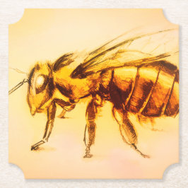 イエロービー型コースター、リアルスケッチ ペーパーコースター