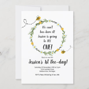 イエロービー ラスティック 1歳 誕生日パーティー 招待状