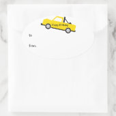 イエローピックアップトラック 楕円形シール (バッグ)