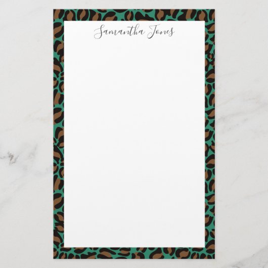 イエローピンキヒョウ柄 |パーソナライズされた | 便箋 (正面)