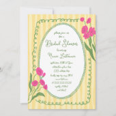 イエローピンクお洒落ハンド絵を描ブライダルシャワー 招待状 (正面)
