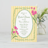 イエローピンクお洒落ハンド絵を描ブライダルシャワー 招待状 (スタンド正面)