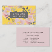 イエローピンクとグレーのフローラトレンドセッター 名刺 (正面/裏面)