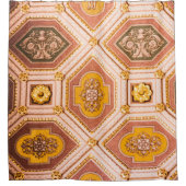 イエローピンクのハンガリー建築 シャワーカーテン (正面)