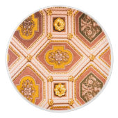 イエローピンクのハンガリー建築 セラミックノブ (正面)