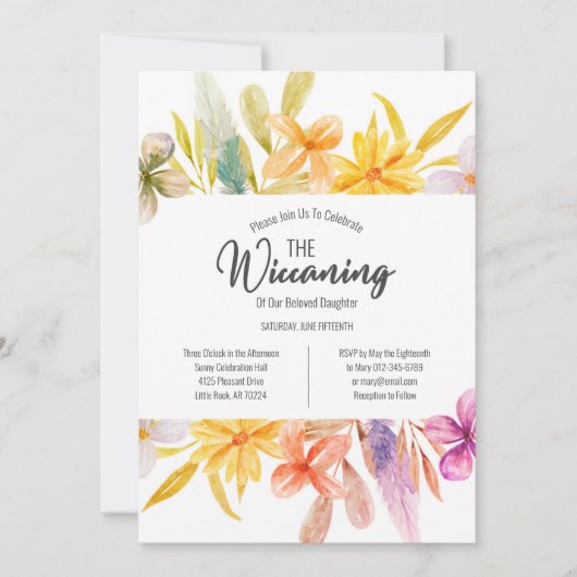 イエローピンクのフローラの授賞式 招待状 (正面)